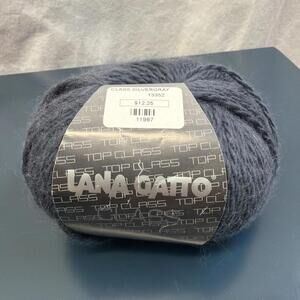 Lana Gatto Yarn Silvergray 13352 Italy Extra fine Merino And Angora Lot 50480